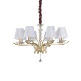 Lámpara colgante Ideal Lux Pegaso latón cristal y tela 8 luces 224W Ø76cm 197739