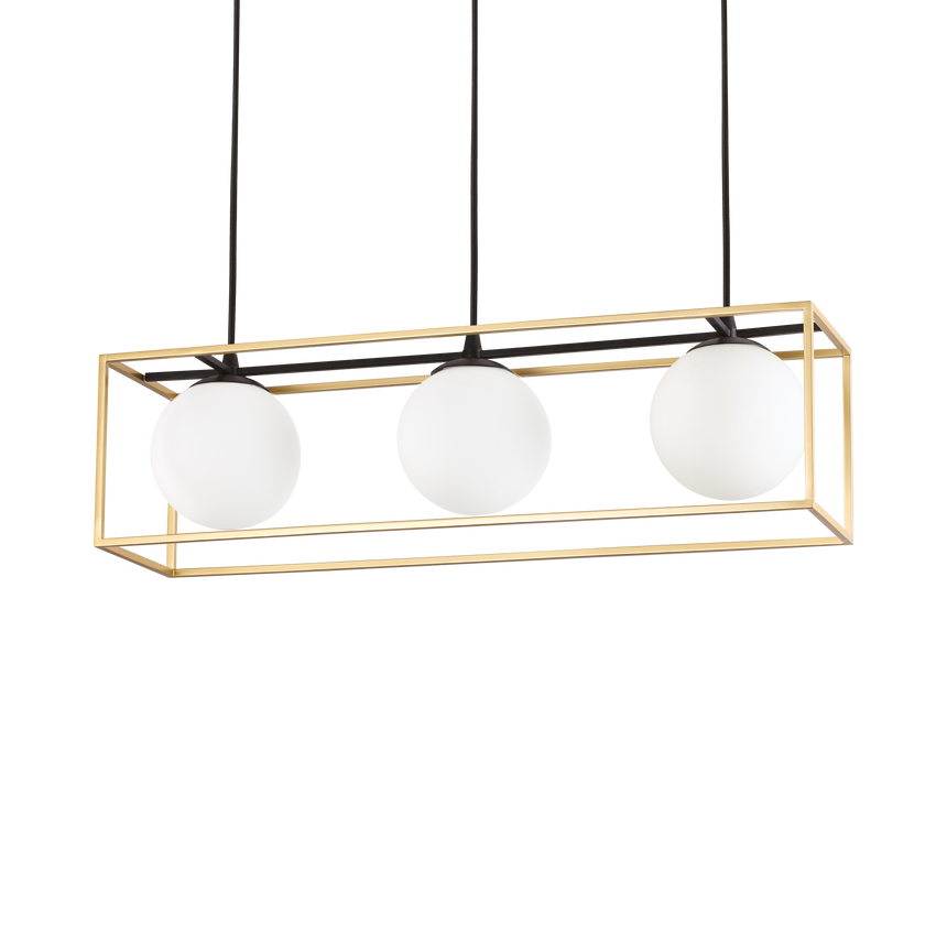 Lámpara colgante Ideal Lux Lingotto cristal 3 luces 70cm E14 latón — ref. 198125 (1)