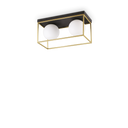 Plafón de techo Ideal Lux Lingotto latón cristal 2 luces Ø45,5cm 198149