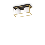Plafón de techo Ideal Lux Lingotto latón cristal 2 luces 56W Ø45,5cm 198149