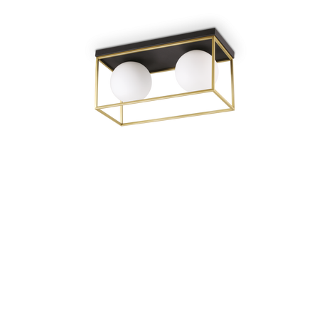 Plafón de techo Ideal Lux Lingotto latón cristal 2 luces 56W Ø45,5cm 198149