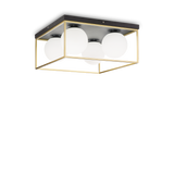 Plafón de techo Ideal Lux Lingotto latón cristal 4 luces 112W Ø45,5cm 198156