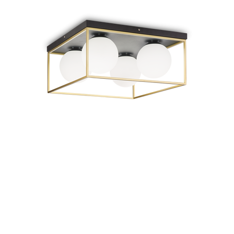 Plafón de techo Ideal Lux Lingotto latón cristal 4 luces 112W Ø45,5cm 198156