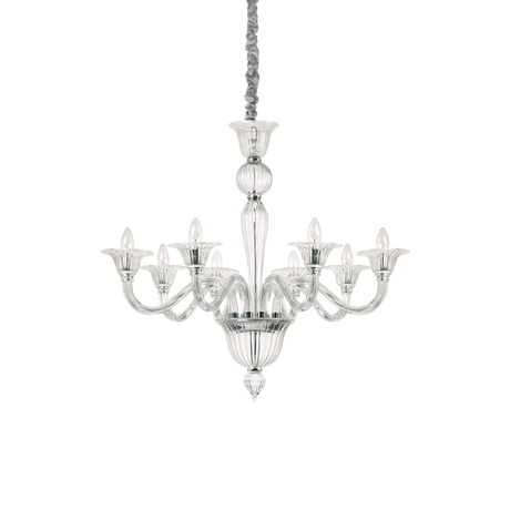 Lámpara colgante Ideal Lux Brigitta transparente cristal 8 luces 320W Ø89cm 199382