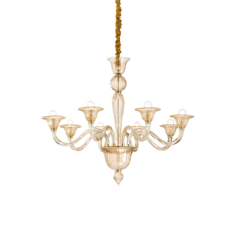 Lámpara colgante Ideal Lux Brigitta ámbar cristal 8 luces 320W Ø89cm 199412