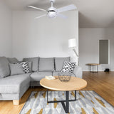 Fabrilamp Sofia Ventilador Dc 2xe27 Blanco 4 Aspas Rev.Blanca/haya 40x107d C/remoto Temporizador 175992401