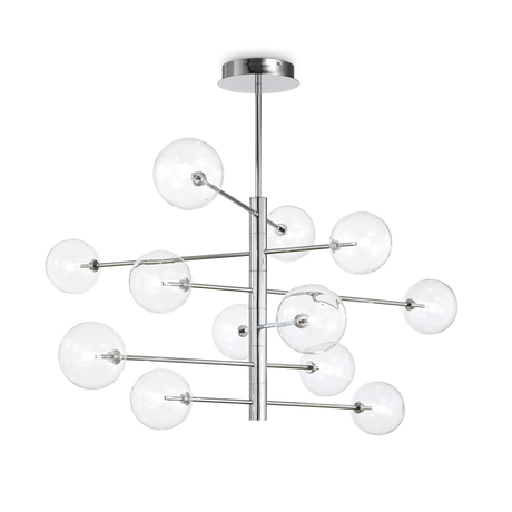 Lámpara colgante Ideal Lux Equinoxe cromo cristal 12 luces 24W Ø128,1cm 200118