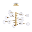 Lámpara colgante Ideal Lux Equinoxe latón cristal 12 luces 24W Ø128,1cm 200125