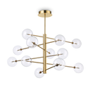 Lámpara colgante Ideal Lux Equinoxe latón cristal 12 luces 24W Ø128,1cm 200125