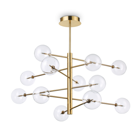 Lámpara colgante Ideal Lux Equinoxe latón cristal 12 luces 24W Ø128,1cm 200125