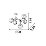 Plafón de techo Ideal Lux Nodi cristal 5 luces 55cm E14 cromo — ref. 200484 (2)