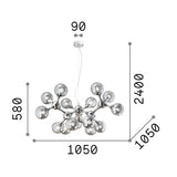 Lámpara colgante 15 bolas Ideal Lux Nodi cristal 15 luces Ø105cm E14 cromo — ref. 200491 (3)
