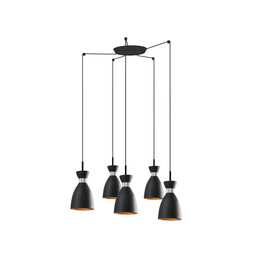 Faro RETRO 5 luces Lámpara colgante negro y cobre 20050-5L