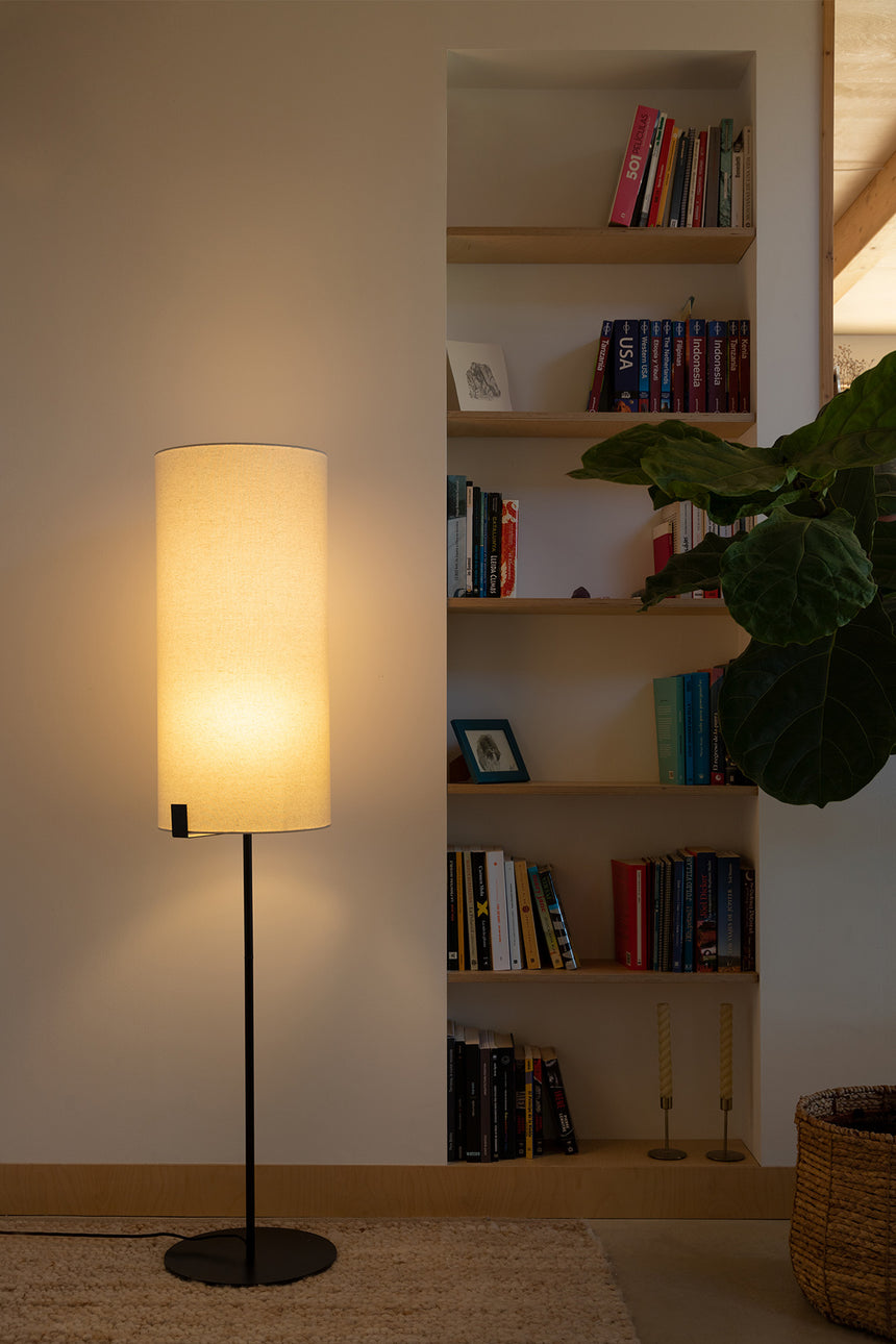 Lámpara de pie salón Faro Nila E27 LED blanco roto Ø30cm 20055