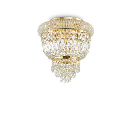 Plafón de techo Ideal Lux Dubai latón cristal y cerámica 3 luces 84W Ø32cm 200996