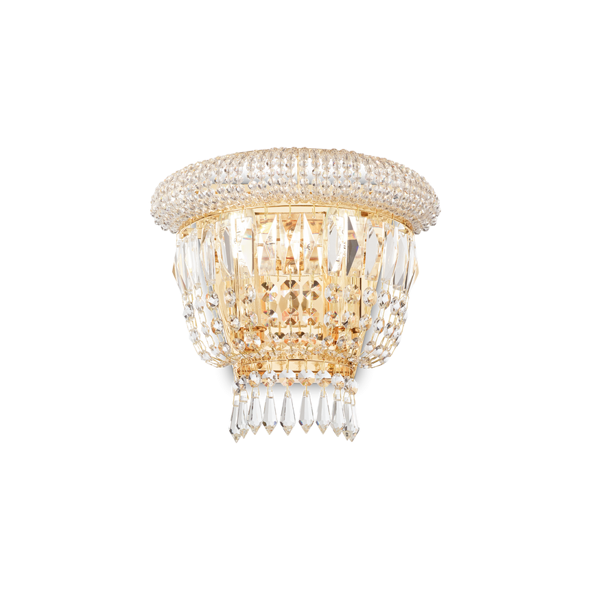 Aplique de pared Ideal Lux Dubai latón cristal y cerámica 2 luces 56W Ø25cm 201023