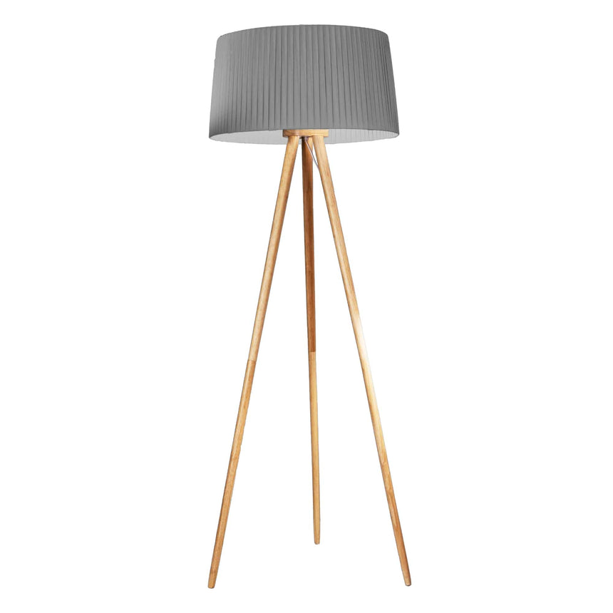 Sulion Ona Wood Lámpara de pie de madera con pantalla de tella gris - ONA WOOD 201219