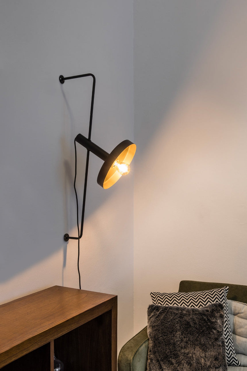 Lámpara de pared aplique Faro Whizz E27 negro y oro — ref. 20165-95 (3)