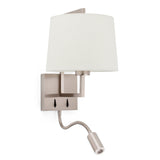 Faro FRAME Lámpara aplique níquel mate/beige con lector LED 20172-02