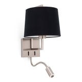 Faro FRAME Lámpara aplique níquel mate/negra con lector LED 20172-03