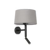 Lámpara de pared aplique Faro Windsor con lector E27 LED negro y gris 20223-129