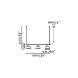 Lámpara de techo colgante Faro Tatawin 3 luces E27 LED naranja rojizo brillo 20338-148