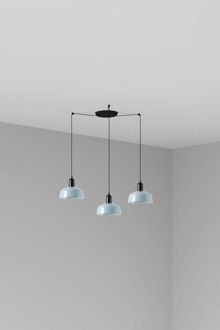 Lámpara de techo colgante Faro Tatawin 3 luces E27 LED azul grisaceo 20340-142-3L