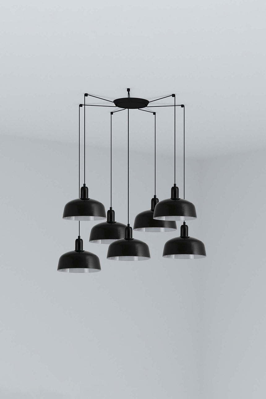 Lámpara de techo colgante Faro Tatawin 7 luces E27 LED negro 20340-146-7L