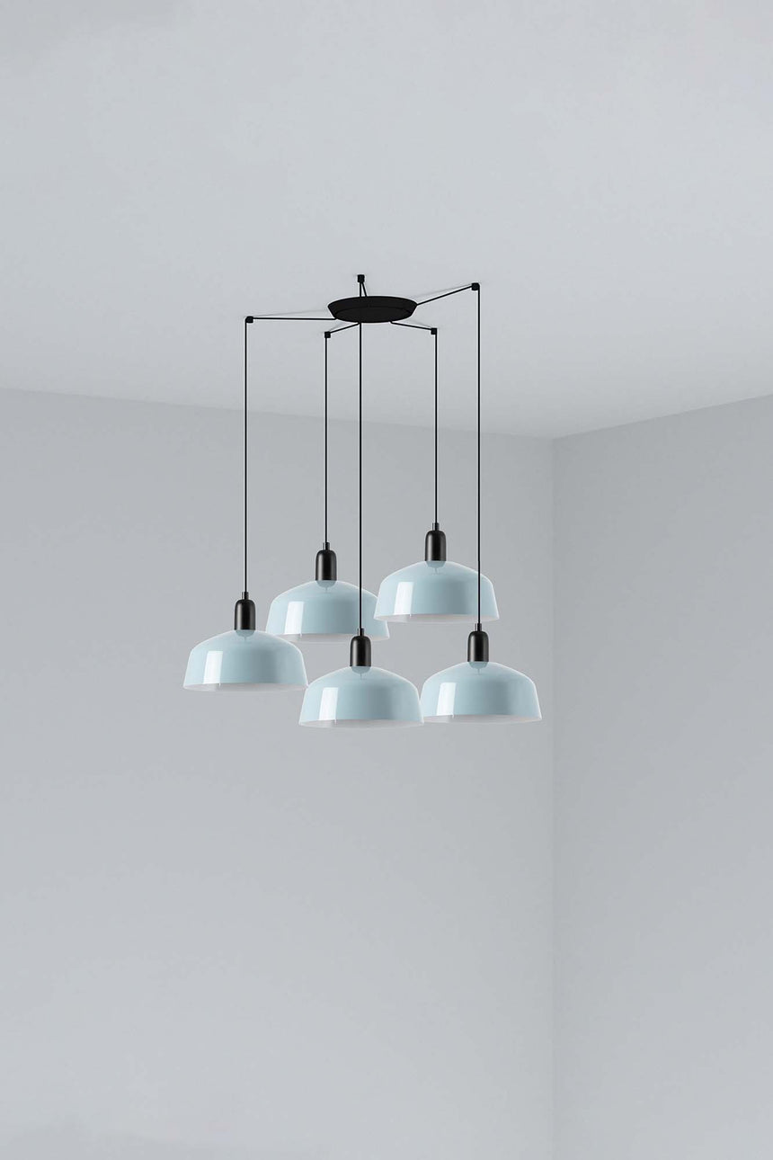 Lámpara de techo colgante Faro Tatawin 5 luces E27 LED azul grisaceo 20340-147-5L