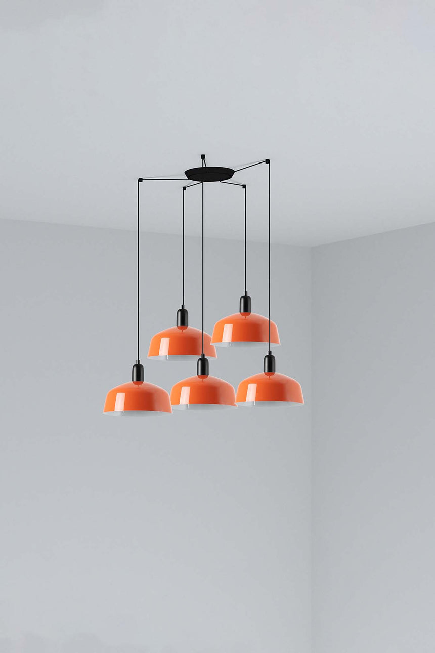 Lámpara de techo colgante Faro Tatawin 5 luces E27 LED naranja rojizo 20340-148-5L