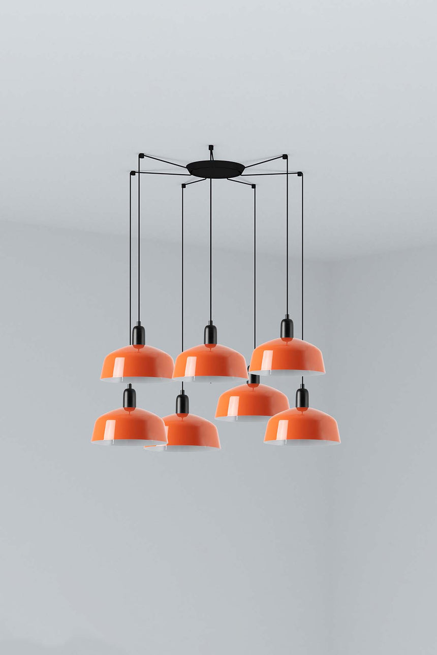 Lámpara de techo colgante Faro Tatawin 7 luces E27 LED naranja rojizo 20340-148-7L