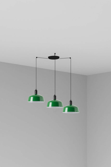 Lámpara de techo colgante Faro Tatawin M metal 3 luces E27 verde — ref. 20340-149-3L (1)