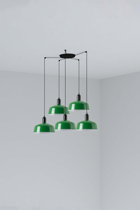 Lámpara de techo colgante Faro Tatawin M metal 5 luces E27 verde — ref. 20340-149-5L (1)