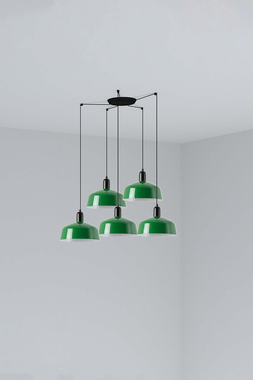 Lámpara de techo colgante Faro Tatawin M metal 5 luces E27 verde — ref. 20340-149-5L (1)