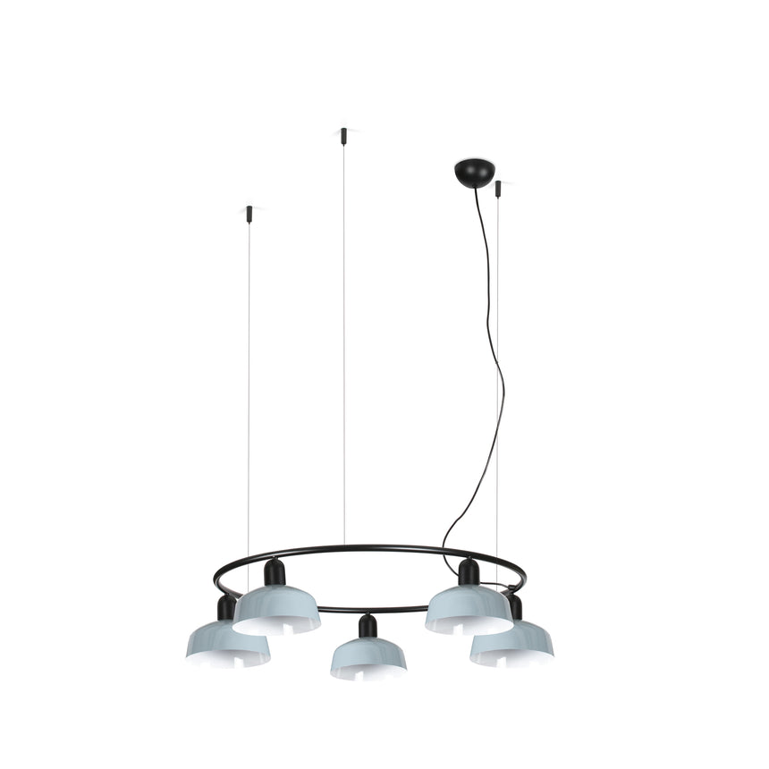 Lámpara de techo colgante Faro Tatawin 5 luces E27 LED azul 20343-142-5L