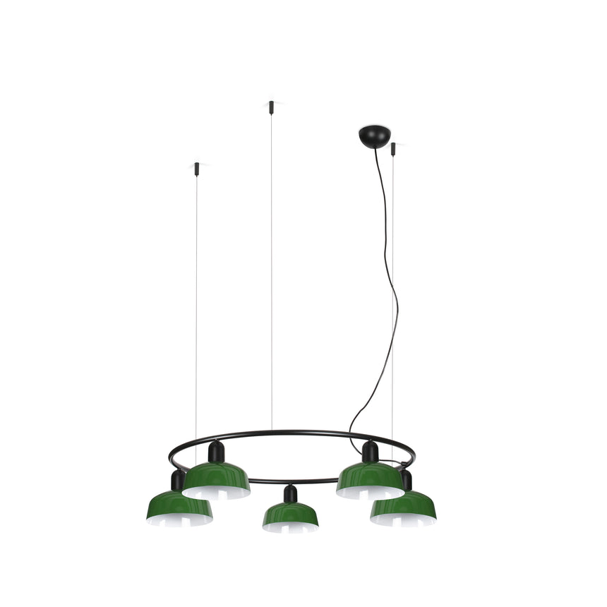 Lámpara de techo colgante Faro Tatawin 5 luces E27 LED verde 20343-144-5L