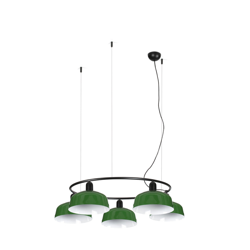 Lámpara de techo colgante Faro Tatawin 5 luces E27 LED verde 20343-149-5L