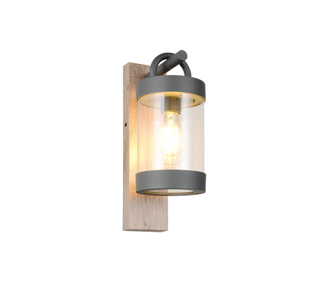 Aplique de exterior Trio Sambesi imitación madera sensor crepuscular IP44 33cm 204160135