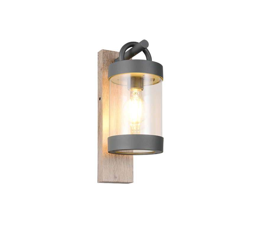 Aplique de exterior Trio Sambesi imitación madera sensor crepuscular IP44 33cm 204160135