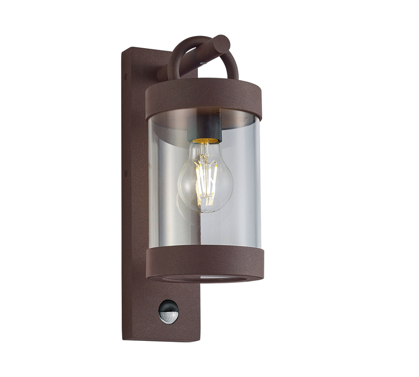 Aplique de exterior Trio Sambesi óxido con sensor movimiento IP44 33cm 204169124
