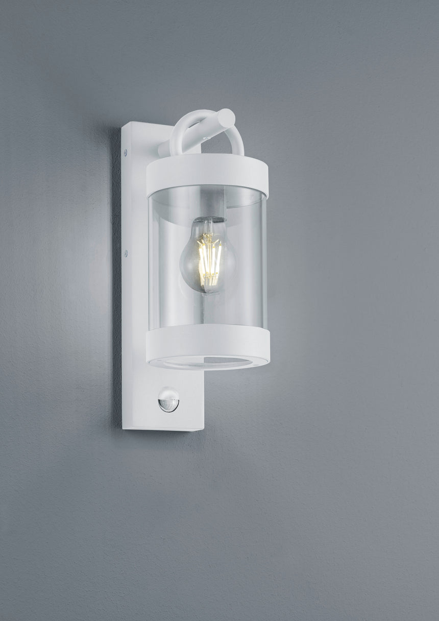 Aplique de exterior Trio Sambesi blanco mate con sensor movimiento IP44 33cm 204169131