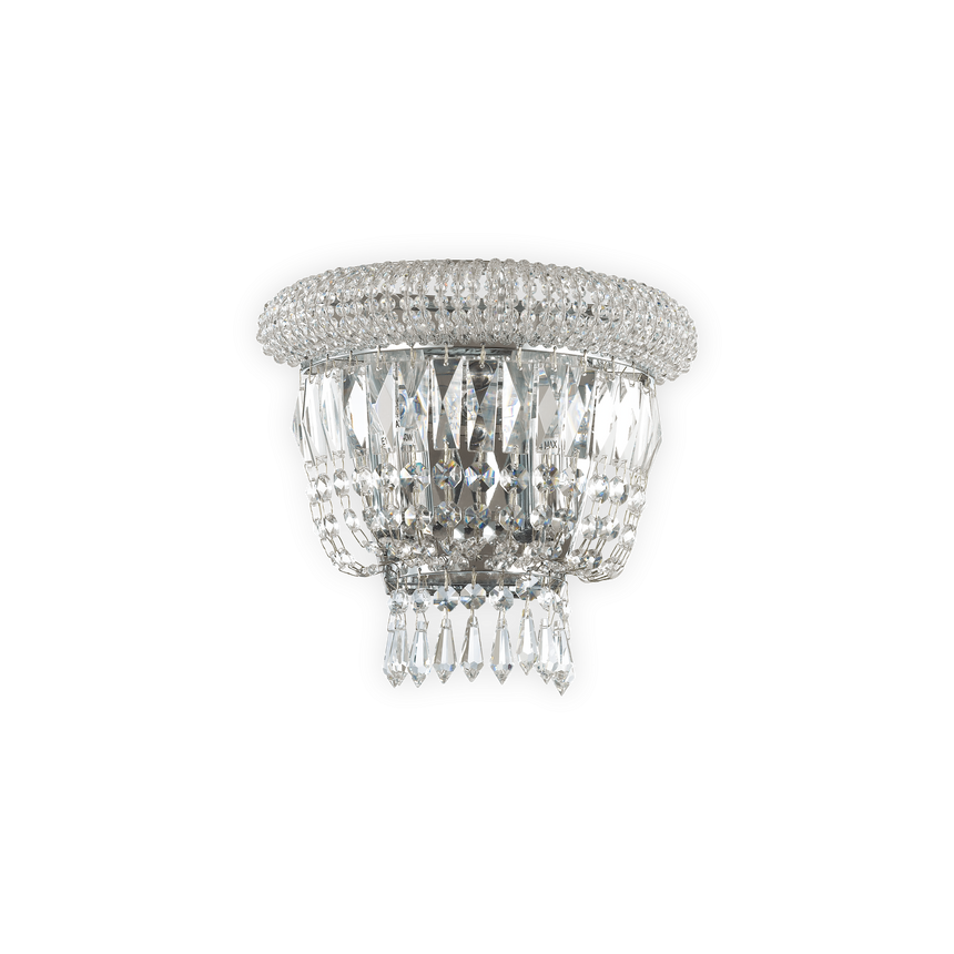 Aplique de pared Ideal Lux Dubai cromo cristal y cerámica 2 luces 56W Ø25cm 207155