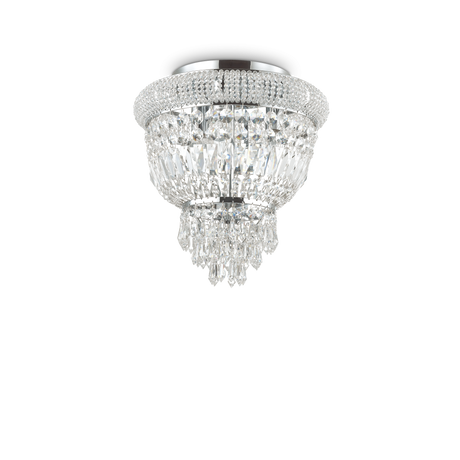 Plafón de techo Ideal Lux Dubai cromo cristal y cerámica 3 luces 84W Ø32cm 207162