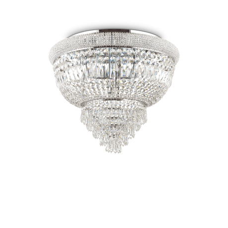 Plafón de techo Ideal Lux Dubai cromo cristal y cerámica 6 luces 168W Ø52cm 207186