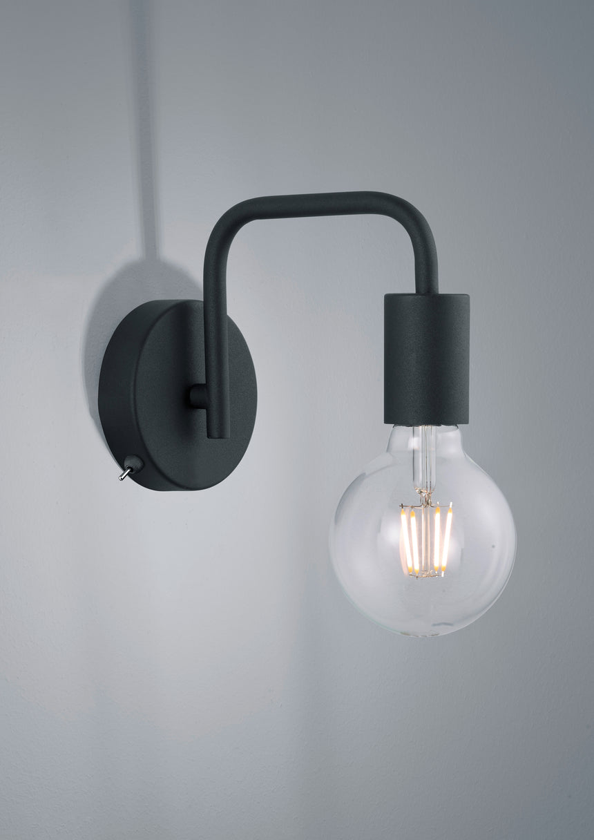 Trio Diallo Black Mat Metal Wall Light 208070132
