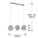 Schuller Petra Pendant Ceiling Lamp 3 Lights Chrome E27 213455