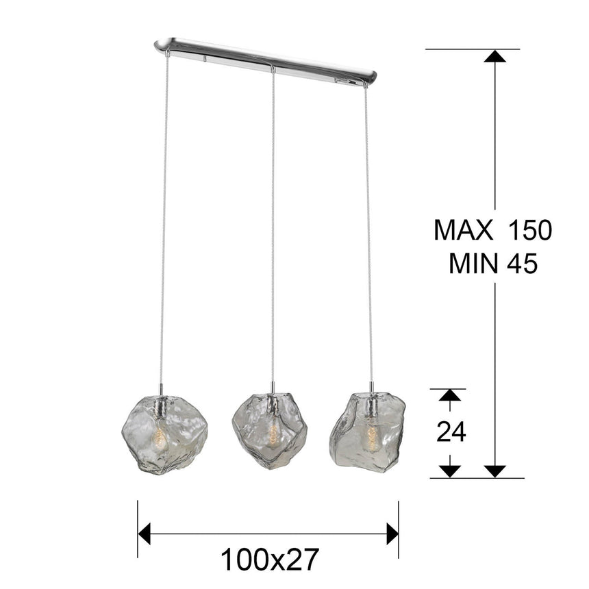 Schuller Petra Pendant Ceiling Lamp 3 Lights Chrome E27 213455