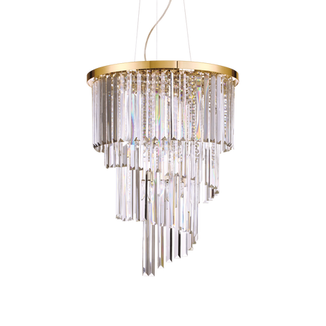 Lámpara colgante Ideal Lux Carlton dorado cristal y cerámica 12 luces 480W Ø50cm 213521