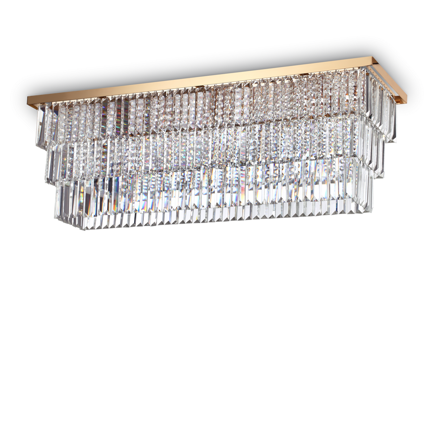 Plafón de techo Ideal Lux Martinez cristal y cerámica 8 luces 103cm E14 dorado — ref. 213569 (1)