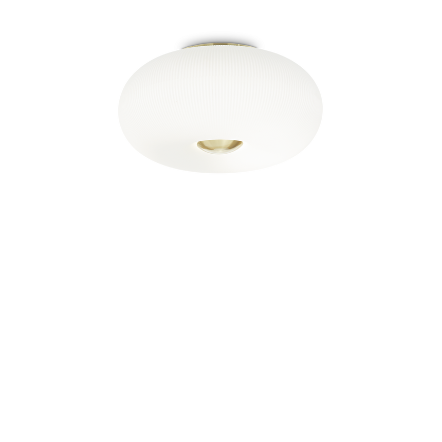 Plafón de techo Ideal Lux Arizona blanco cristal 3 luces 27W Ø40cm 214504